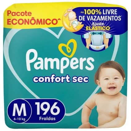 Fralda Pampers Confort Sec M 196 Unidades, Pampers