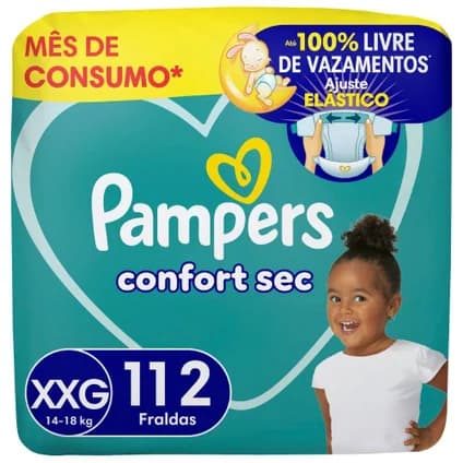 Fraldas Pampers Confort Sec XXG 112 Unidades, Pampers