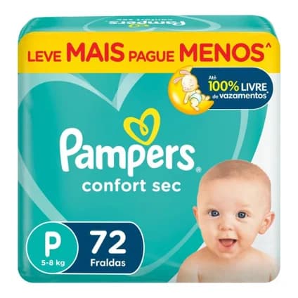 Fralda Pampers Confort Sec Bag P Com 72 Unidades