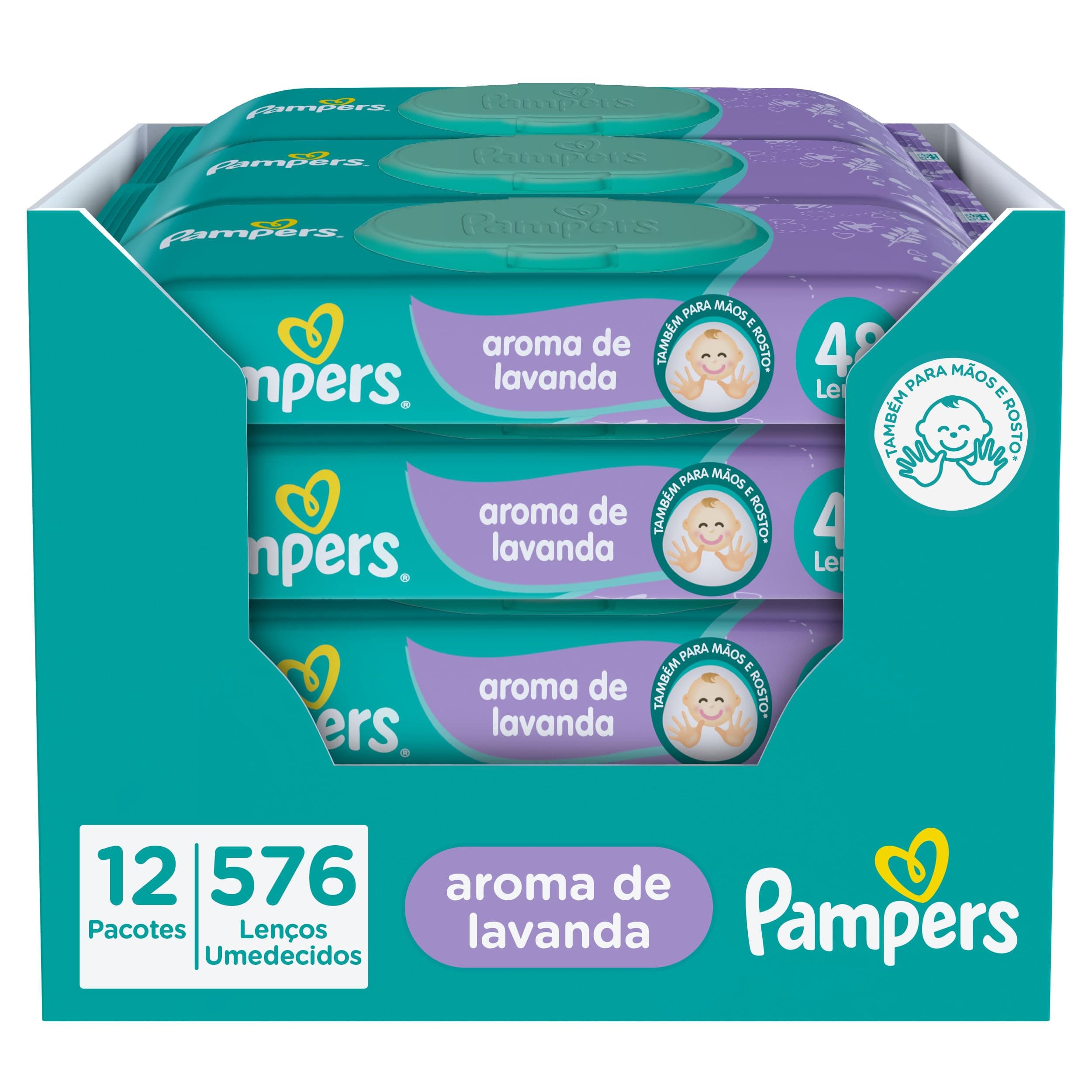 Kit Lenços Umedecidos Pampers Aroma de Lavanda 576 Unidades, Pampers